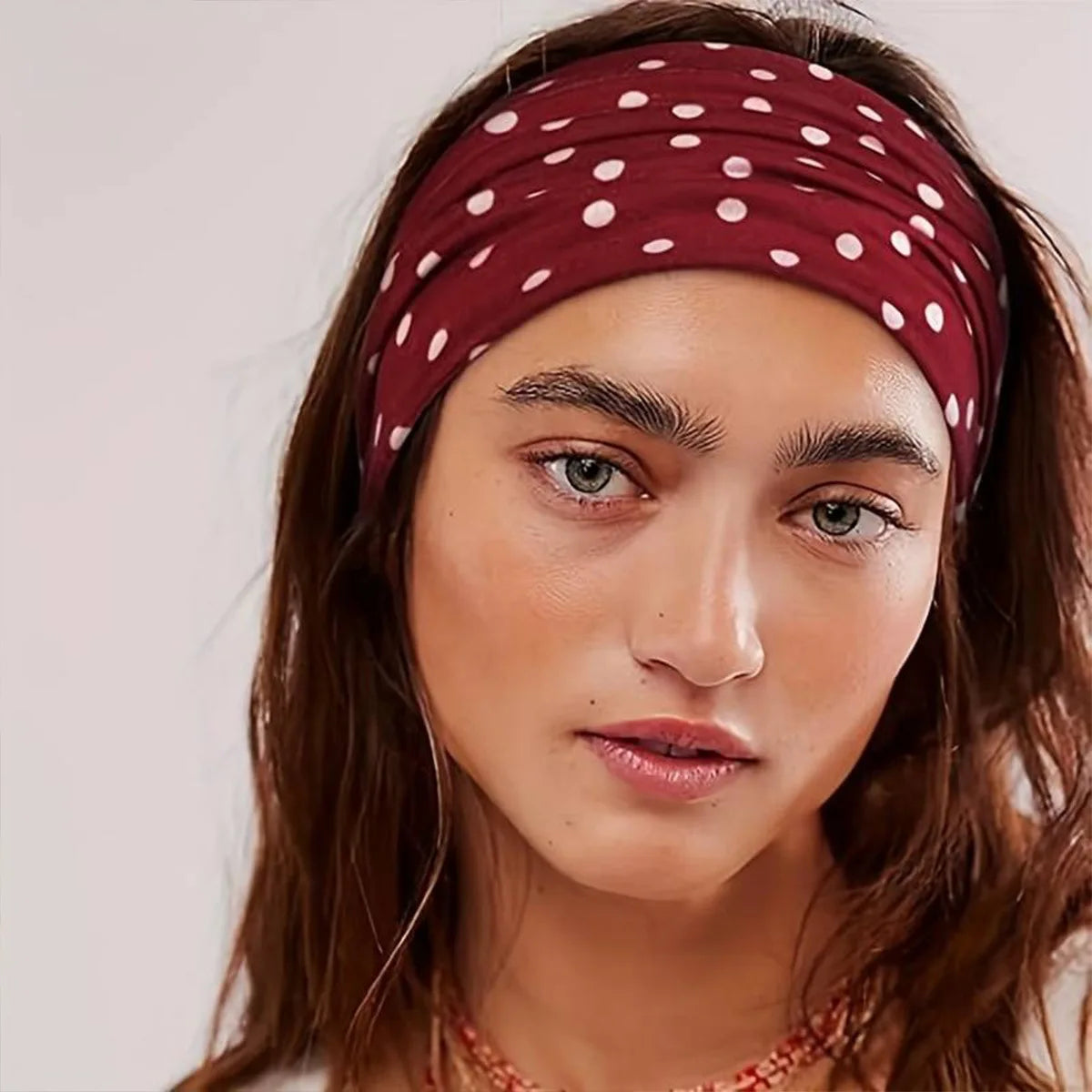 Women's yoga elastic headband with polka dots, autumn fashion makeup headband, hair accessories, sports and fitness headband