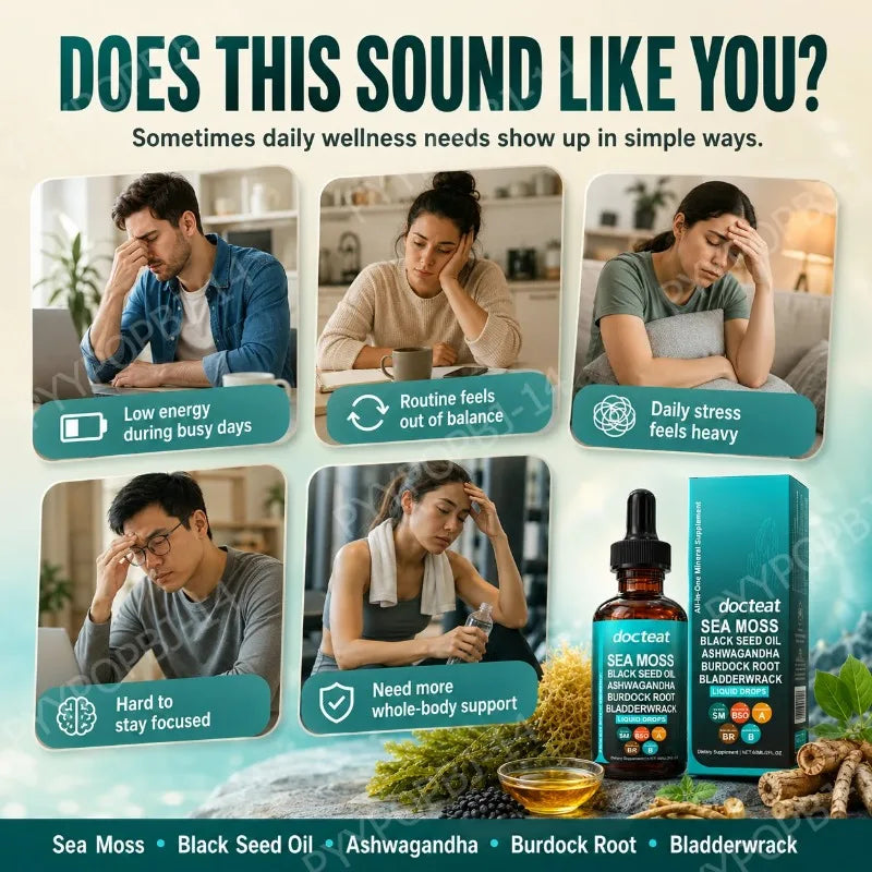 Docteat Sea Moss Liquid Drops 60ML Intestinal Health Digestion Skin Moisture Immune Support Nutritional Supplement
