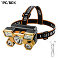 1pcs Rechargeable Headlamp, Portable 5LED Headlight Torch, Portable Working Light, Fishing Camping Head Light For Travel, Campin