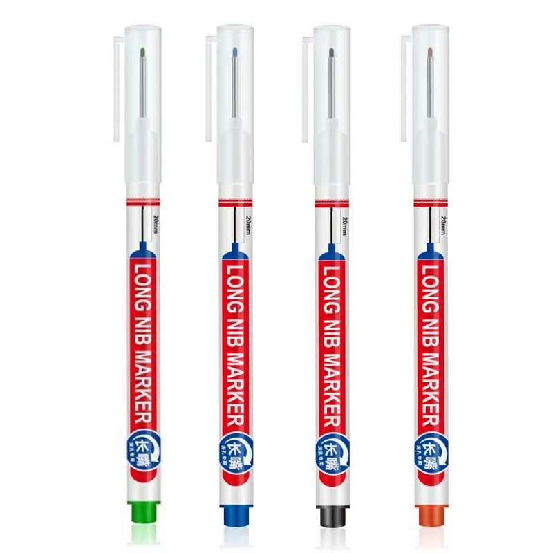 4Pcs/Set 20mm Deep Hole Long Nib Head Markers For Metal Perforating Pen Waterproof Bathroom Woodworking Decoration Multi-Purpose