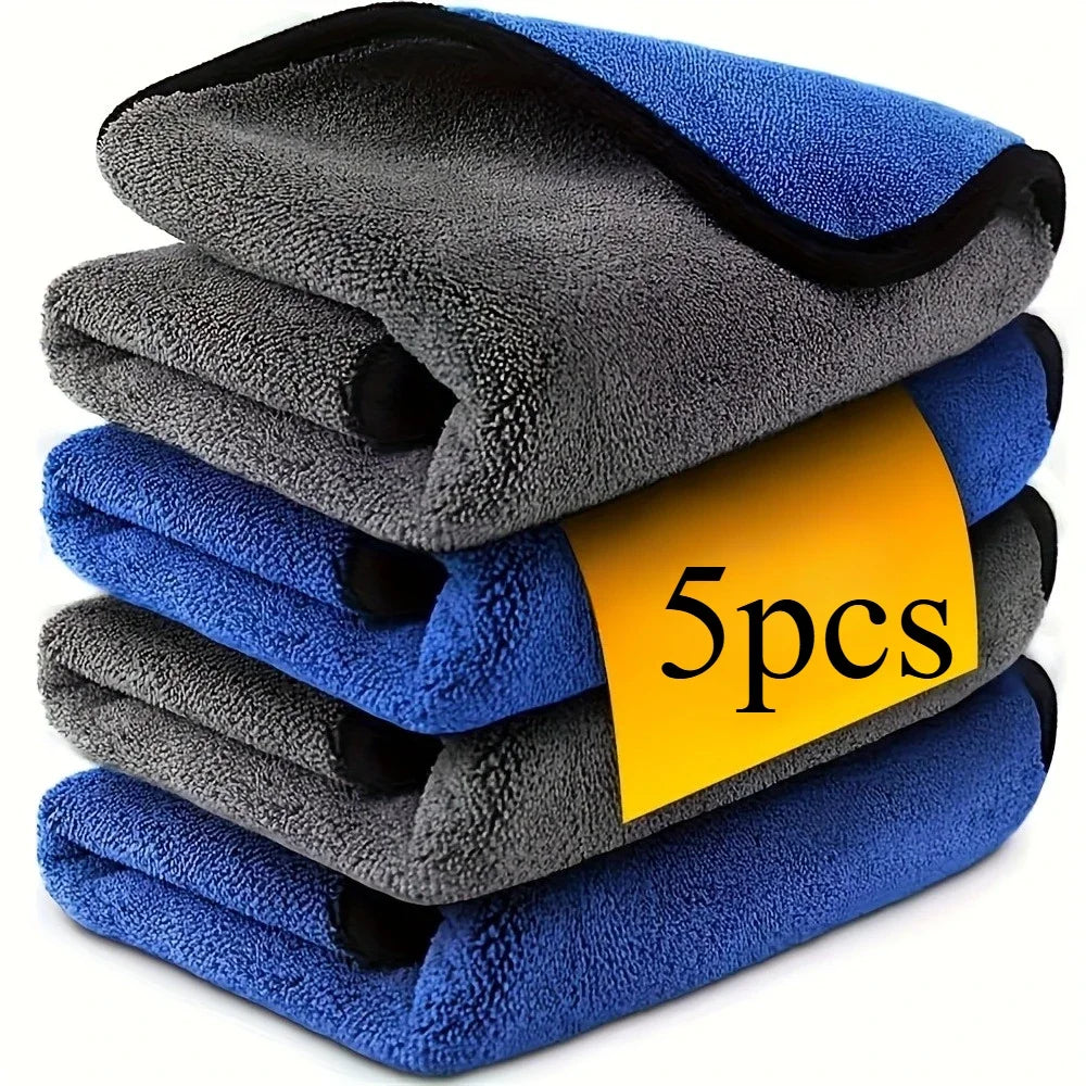 1/2/6pcs Microfiber Cleaning Towel Thicken Soft Drying Cloth Car Body Washing Towels Double Layer Clean Rags Car Accessories