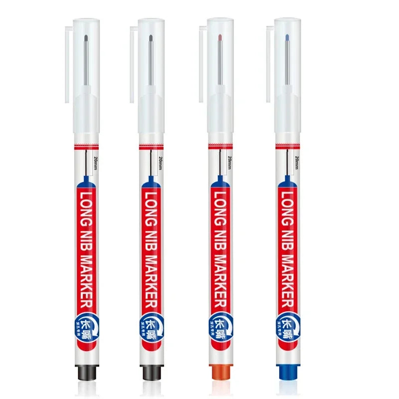 4Pcs/Set 20mm Deep Hole Long Nib Head Markers For Metal Perforating Pen Waterproof Bathroom Woodworking Decoration Multi-Purpose
