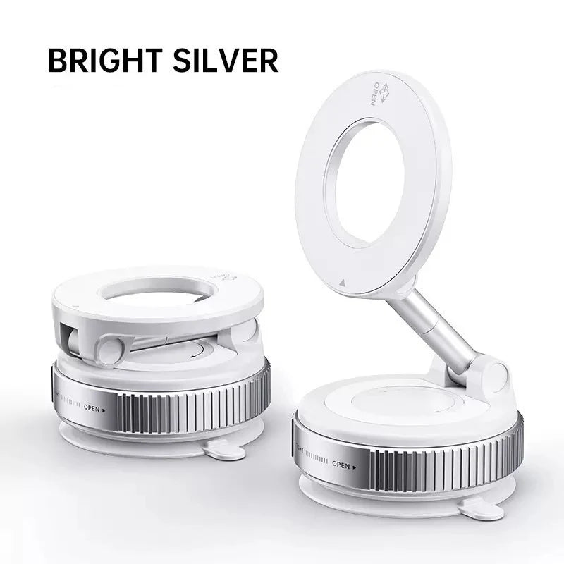 Foldable Vacuum Suction Magnetic Phone Mount 360° Rotatable Mobile Holder for Car Windshield Dashboard and Desktop Use