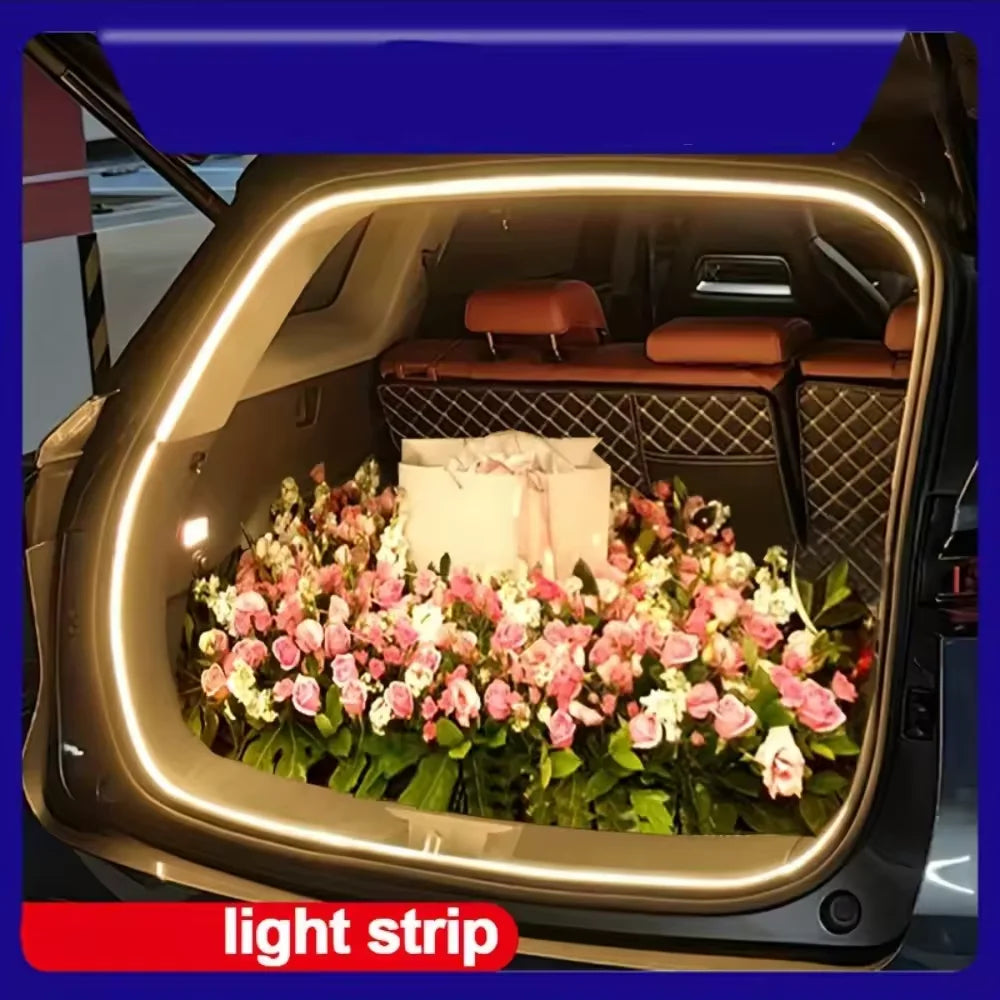 Car high brightness trunk lighting ambient light interior decoration LED wiring free automatic sensing tailgate light strip Gift