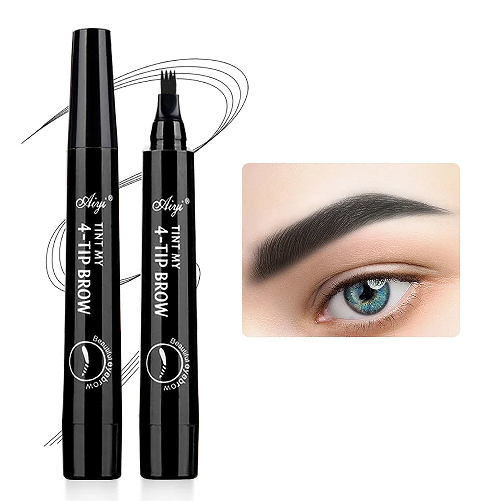 Waterproof Eyebrow Pen, Microblading Eyebrow Pencil With 4 Split Head, Natural Looking Brows Makeup ( 5 Colors)