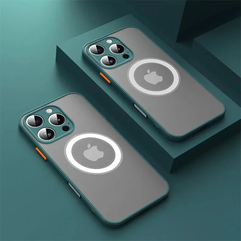 Luxury Armor Matte For Magsafe Magnetic Wireless Charging Case For iPhone 18 17 16 15 14 13 12 11Pro Max Mini Plus
