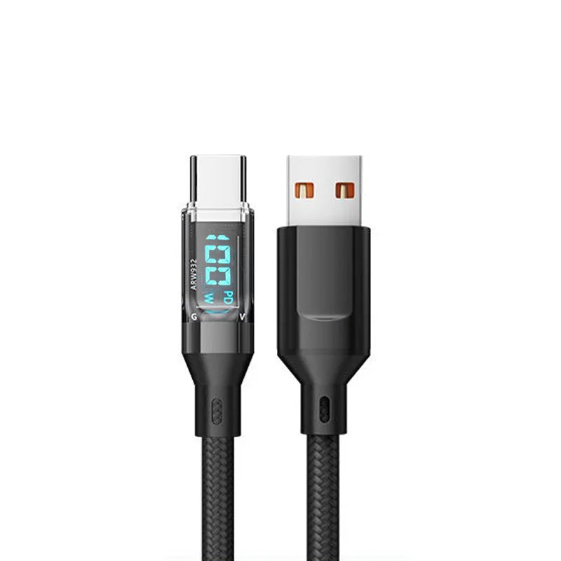 NNBILI 120W C-C and A-C Cable Phone Super Fast Charging Cable With LED Display Data Cord not for iPhone xiaomi Samsung