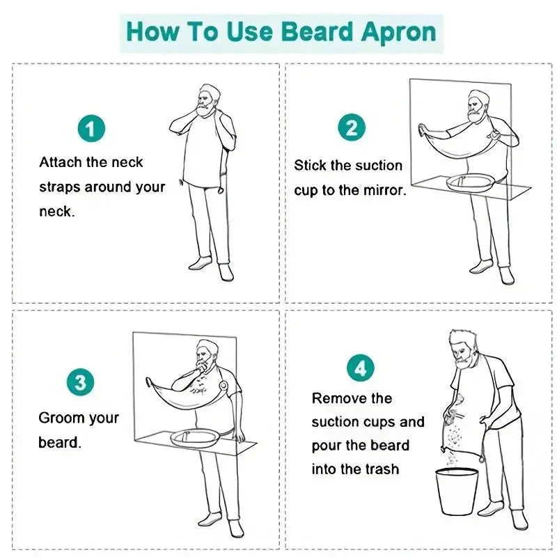 Shaving Hair Catcher Beard Bib for Men, Grooming Apron with Mirror Cover, Practical Tool for Mess-Free Clean Up