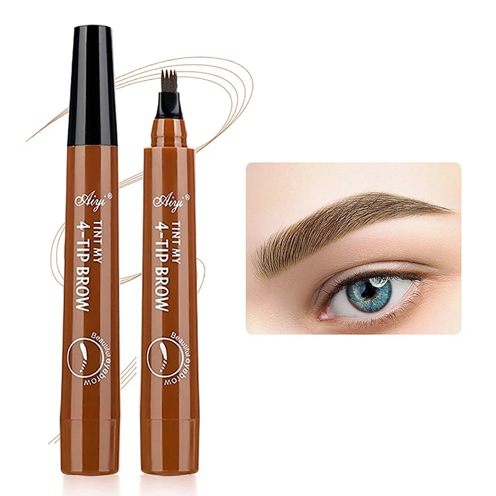 Waterproof Eyebrow Pen, Microblading Eyebrow Pencil With 4 Split Head, Natural Looking Brows Makeup ( 5 Colors)