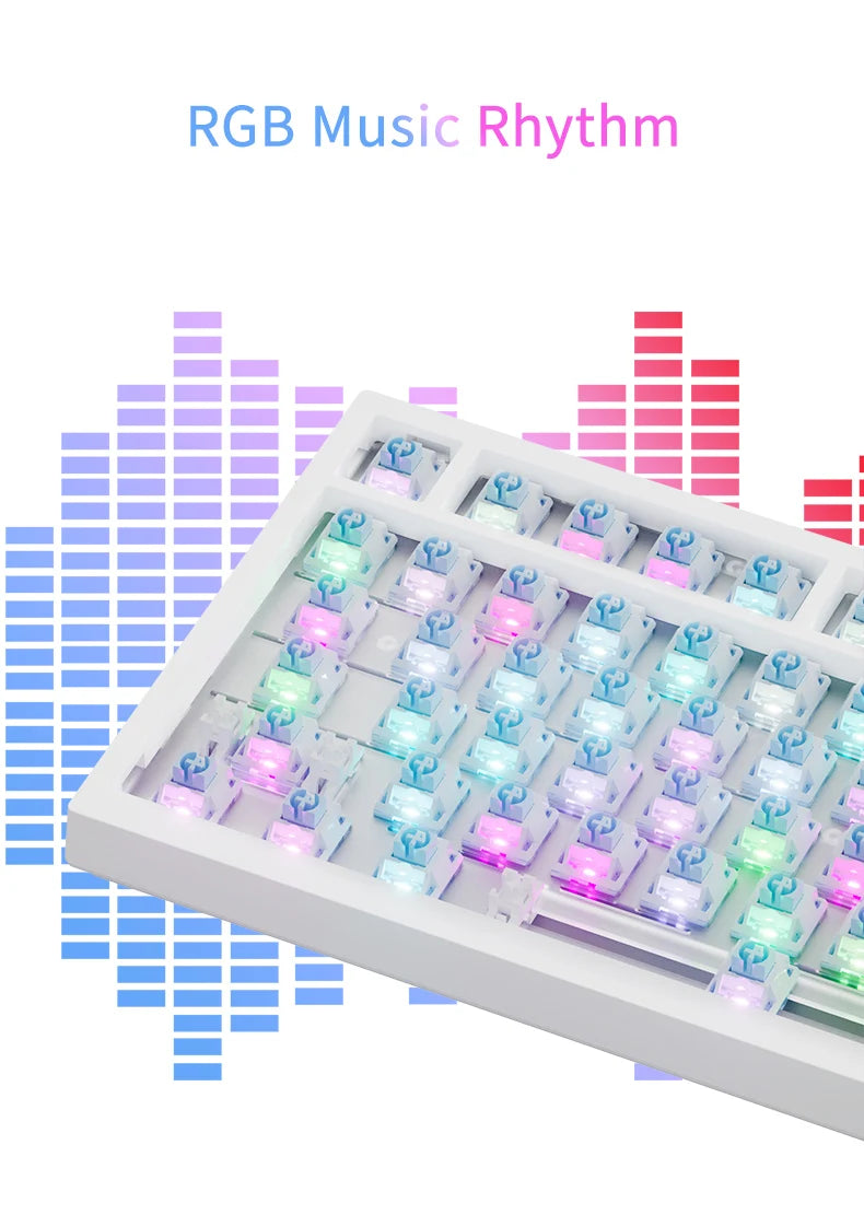 AJAZZ AK820 Wireless Gaming Keyboard, GASKET Structure, RGB Backlight, 5-Layer Sound Dampening Foam, PBT Keycaps