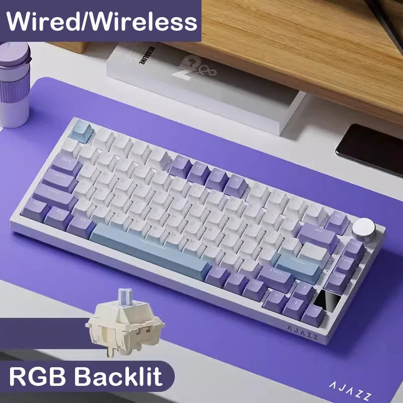 AJAZZ AK820 Wireless Gaming Keyboard, GASKET Structure, RGB Backlight, 5-Layer Sound Dampening Foam, PBT Keycaps