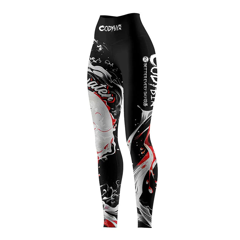 Women's High Waist Compression Leggings Quick Dry High Stretch Breathable Custom Logo Yoga Pants for MMA Gym Workout Running