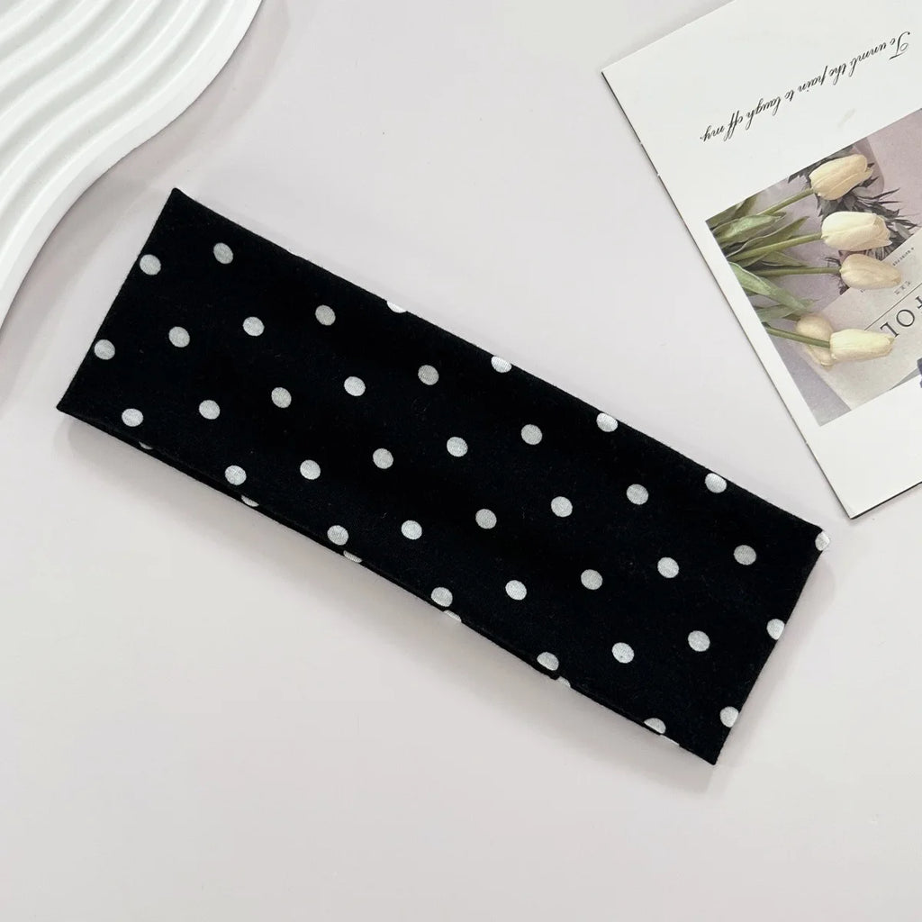Women's yoga elastic headband with polka dots, autumn fashion makeup headband, hair accessories, sports and fitness headband