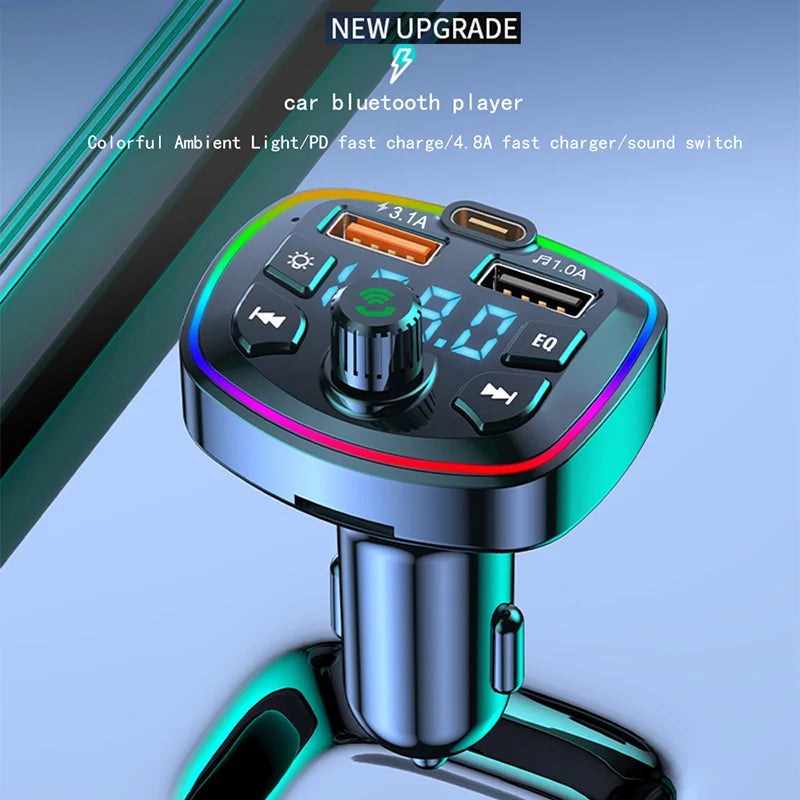 Car Bluetooth 5.0 FM Transmitter Wireless Adapter Mic Audio Receiver Auto MP3 Player 2.1A Dual USB Fast Charger Car Accessories