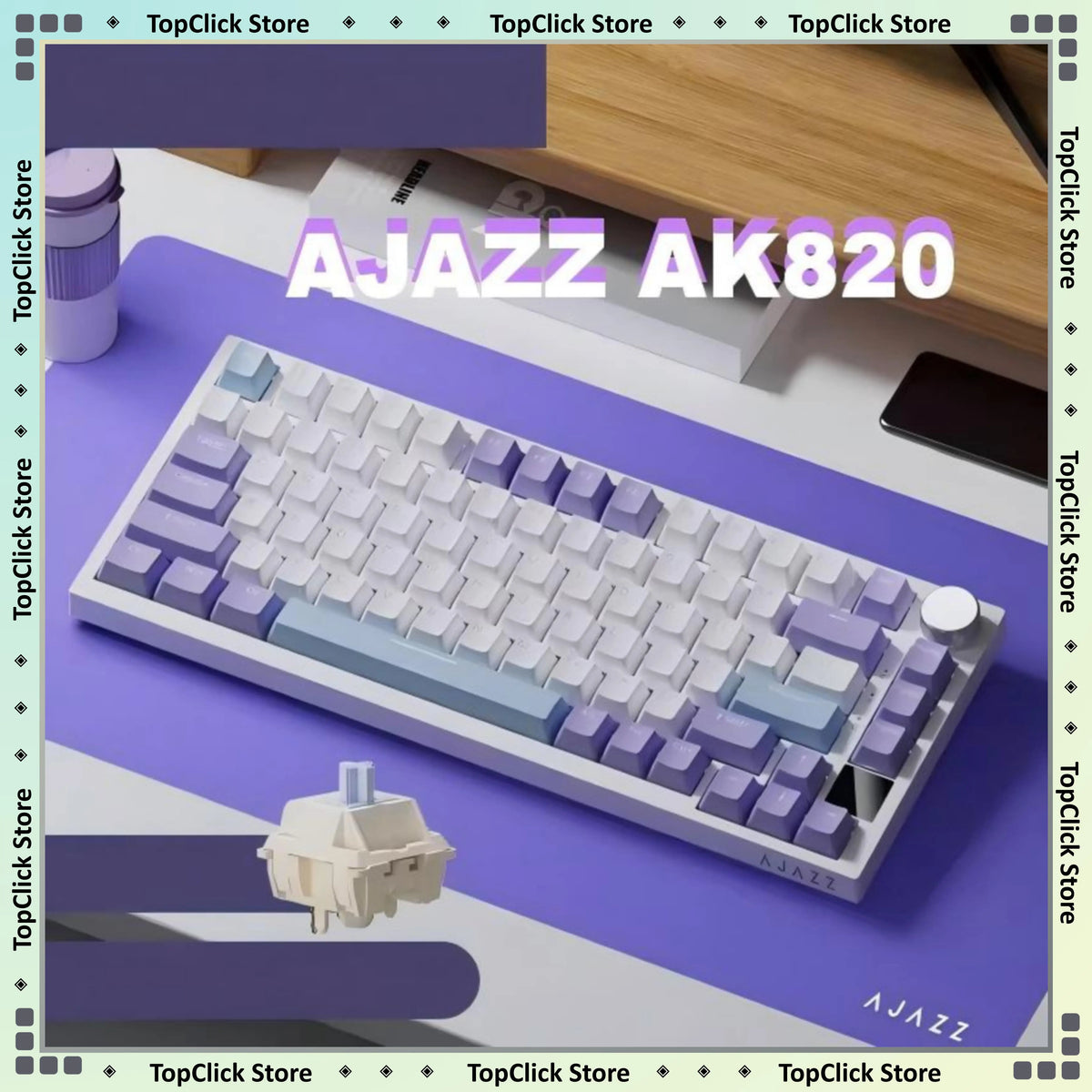 AJAZZ AK820 Wireless Gaming Keyboard, GASKET Structure, RGB Backlight, 5-Layer Sound Dampening Foam, PBT Keycaps