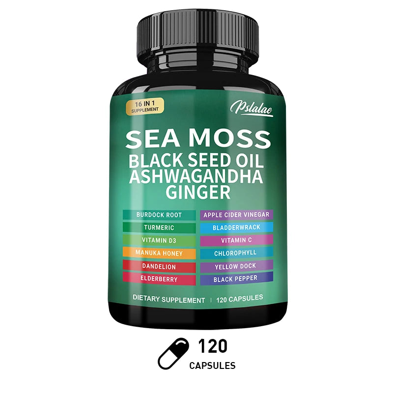 Sea Moss | Black Seed Oil | Ashwagandha | Ginger - Immune System Energy Gut Health Skin & Joint Support