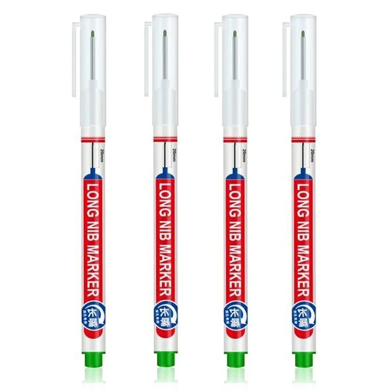 4Pcs/Set 20mm Deep Hole Long Nib Head Markers For Metal Perforating Pen Waterproof Bathroom Woodworking Decoration Multi-Purpose