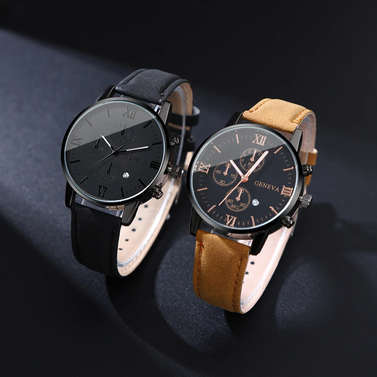 2 Pcs/set Men's Watch Wristwatch Set, Casual Sport Men's Watch Set, Quartz Pointer Date Watch Set for Holiday Gift Watches Set