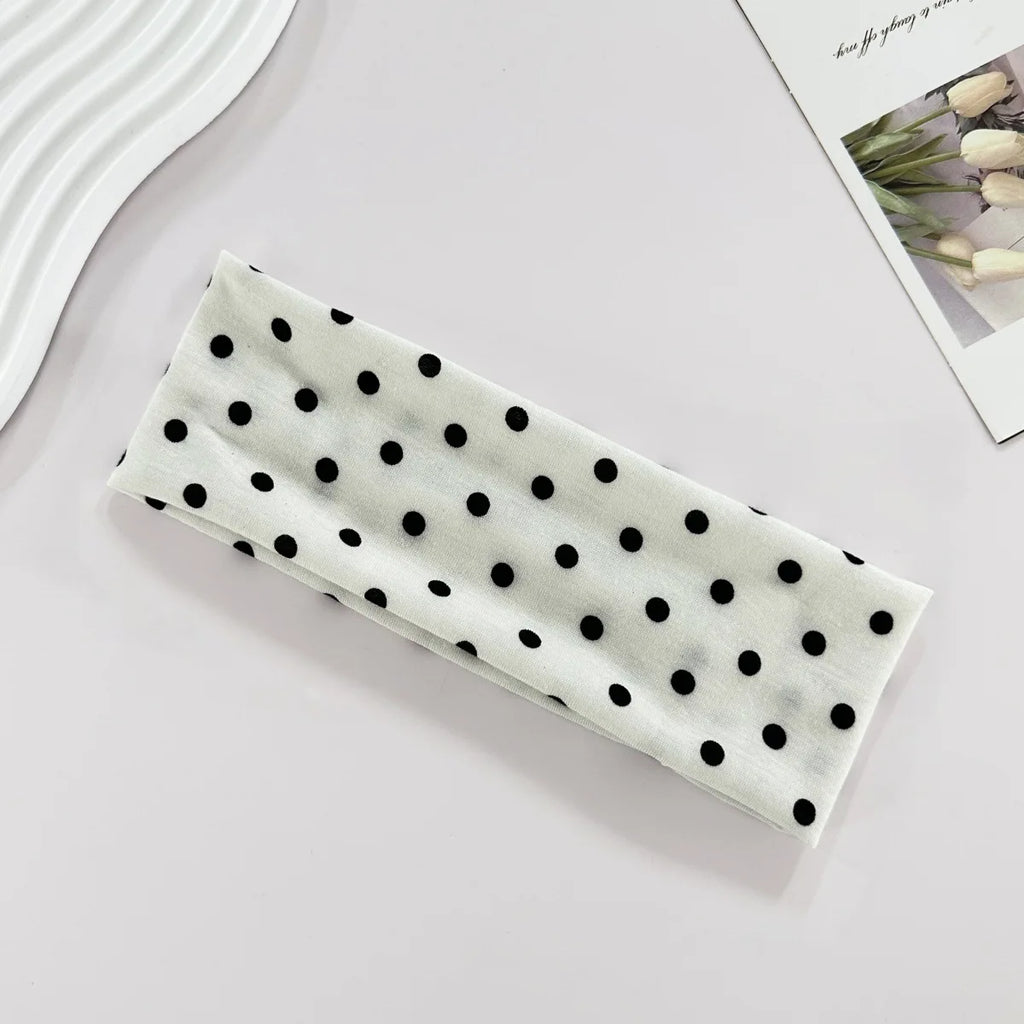 Women's yoga elastic headband with polka dots, autumn fashion makeup headband, hair accessories, sports and fitness headband