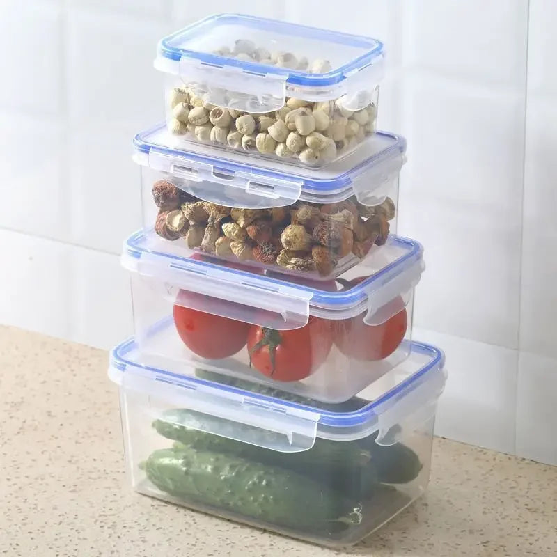 Sealed Rectangular Refrigerator Storage Box with Lid Plastic Crisper Microwave-Heated Lunch Box with Lid