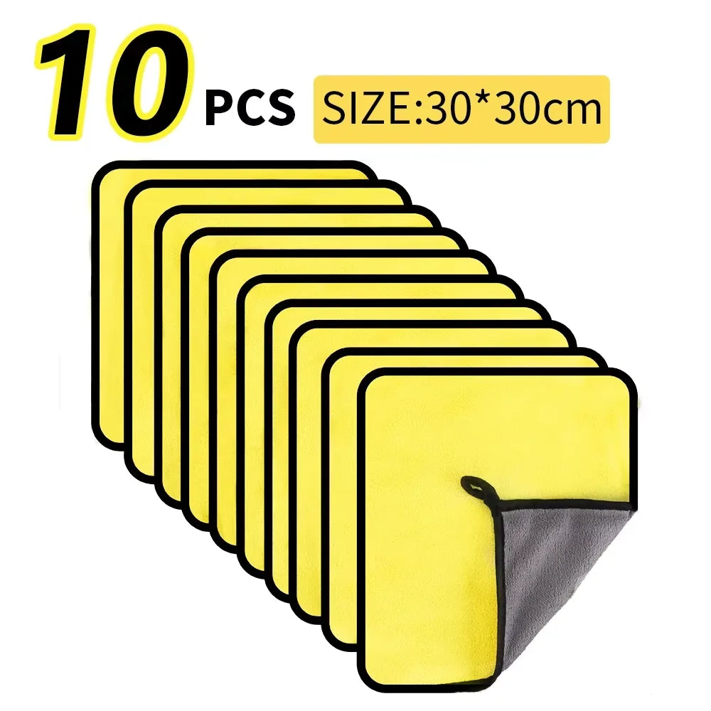 1/2/6pcs Microfiber Cleaning Towel Thicken Soft Drying Cloth Car Body Washing Towels Double Layer Clean Rags Car Accessories