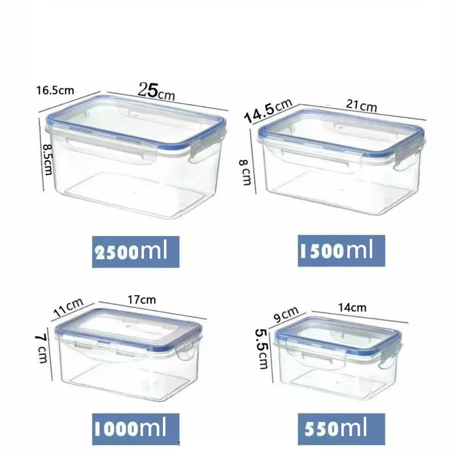 Sealed Rectangular Refrigerator Storage Box with Lid Plastic Crisper Microwave-Heated Lunch Box with Lid