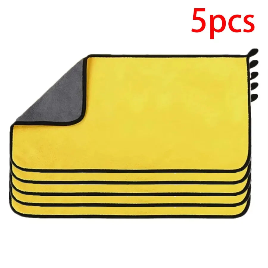 1/2/6pcs Microfiber Cleaning Towel Thicken Soft Drying Cloth Car Body Washing Towels Double Layer Clean Rags Car Accessories