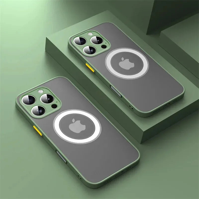 Luxury Armor Matte For Magsafe Magnetic Wireless Charging Case For iPhone 18 17 16 15 14 13 12 11Pro Max Mini Plus