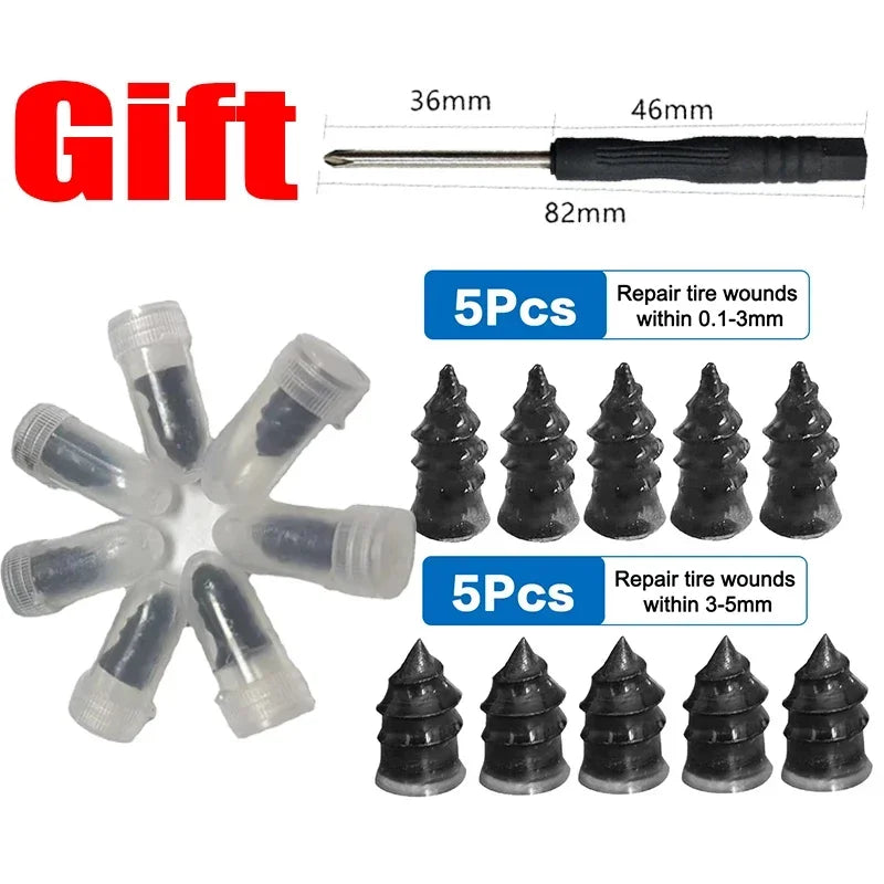 Universal Vacuum Tyre Repair Nail Kit Tubeless Tire Puncture Screw Fix Car Motorcycle ATV Patch Set