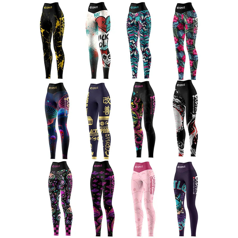 Women's High Waist Compression Leggings Quick Dry High Stretch Breathable Custom Logo Yoga Pants for MMA Gym Workout Running