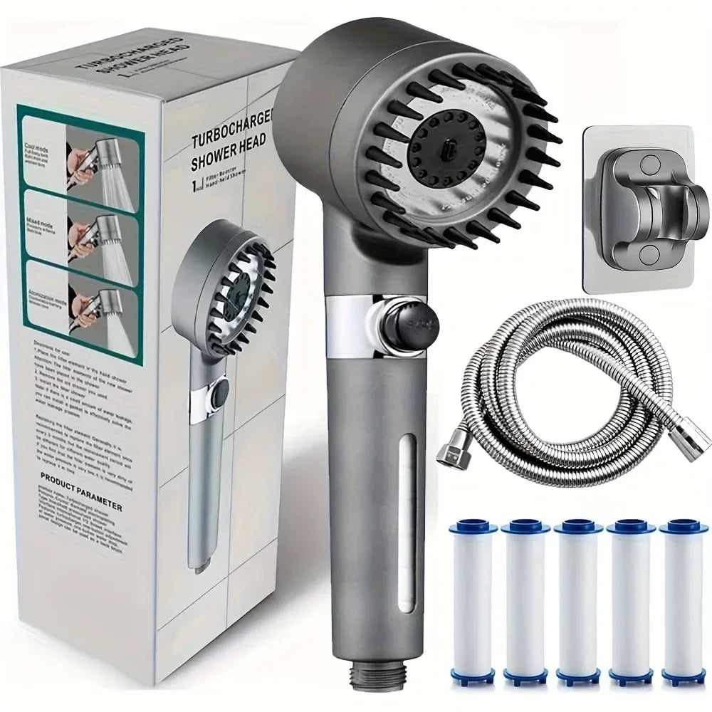 New Ion Drop Shower Head, Portable Filter Shower, Turbo Pressure, Multi Spray Modes, On/Off Switch & Built-in Filter