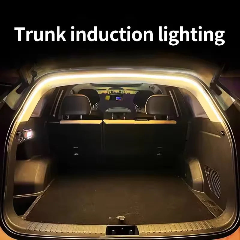 Car high brightness trunk lighting ambient light interior decoration LED wiring free automatic sensing tailgate light strip Gift