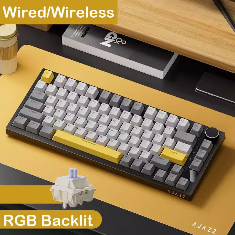 AJAZZ AK820 Wireless Gaming Keyboard, GASKET Structure, RGB Backlight, 5-Layer Sound Dampening Foam, PBT Keycaps