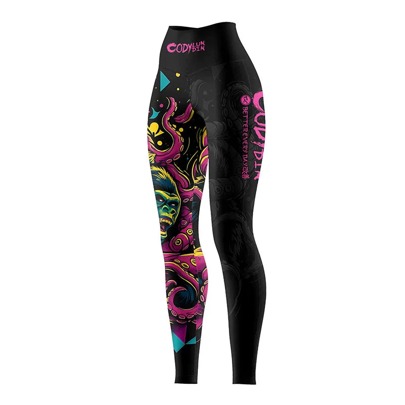 Women's High Waist Compression Leggings Quick Dry High Stretch Breathable Custom Logo Yoga Pants for MMA Gym Workout Running