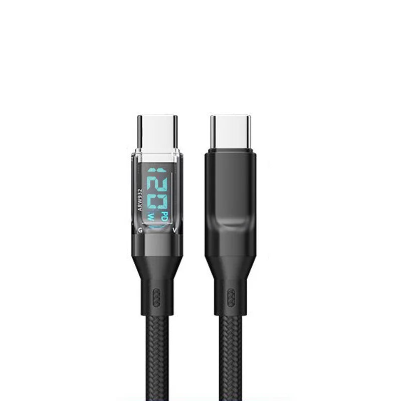 NNBILI 120W C-C and A-C Cable Phone Super Fast Charging Cable With LED Display Data Cord not for iPhone xiaomi Samsung