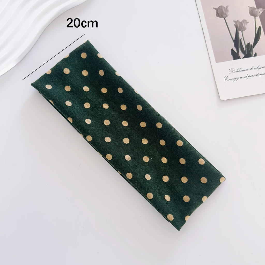 Women's yoga elastic headband with polka dots, autumn fashion makeup headband, hair accessories, sports and fitness headband