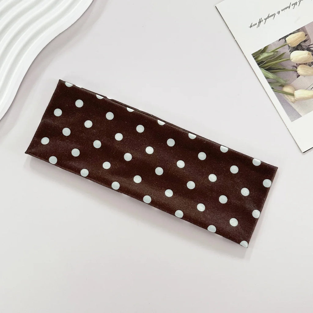 Women's yoga elastic headband with polka dots, autumn fashion makeup headband, hair accessories, sports and fitness headband