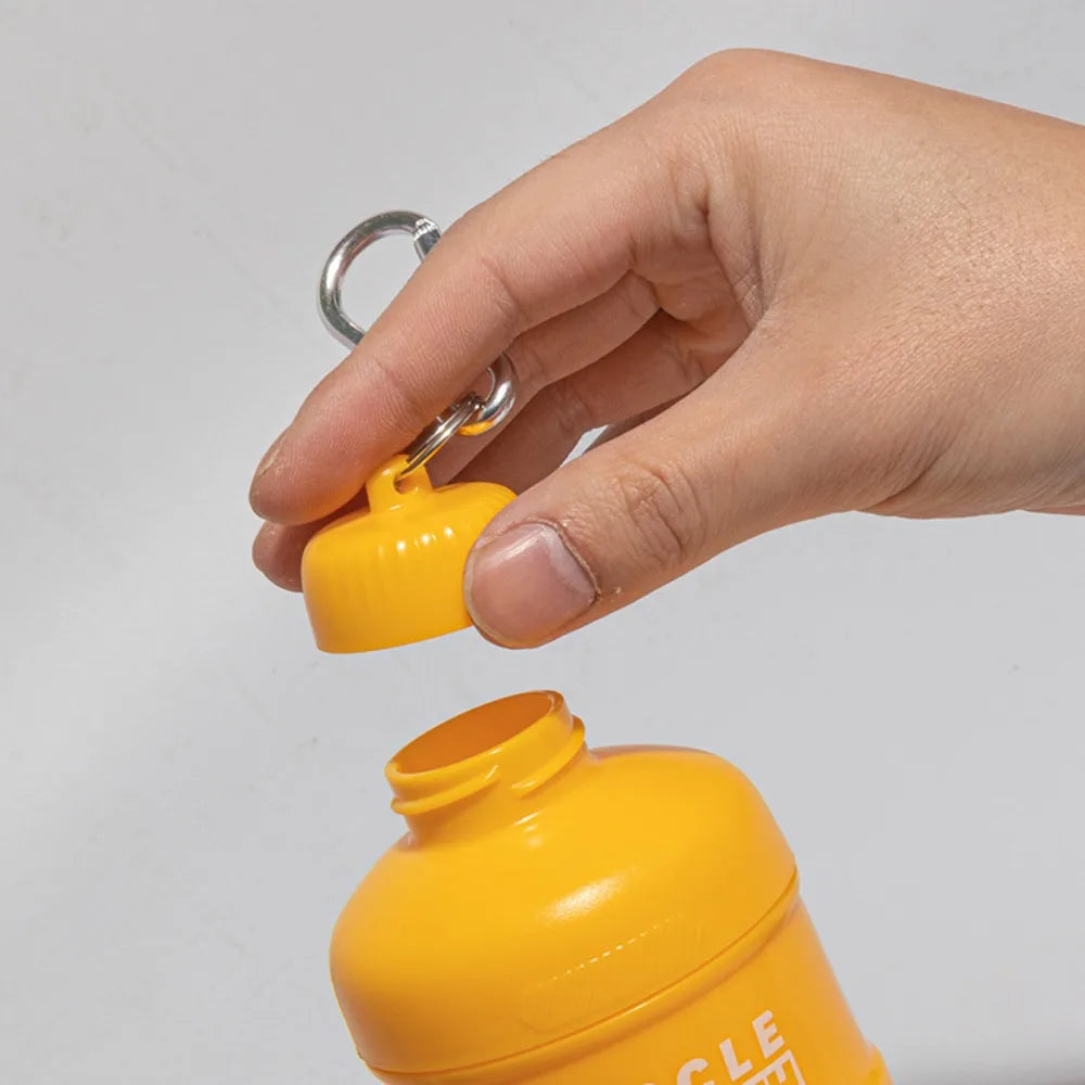 1/2/3-layer Portable Protein Powder Box with Mountaineering Buckle Funnel Powder Box Fitness Supplement Bottle Handle Layered