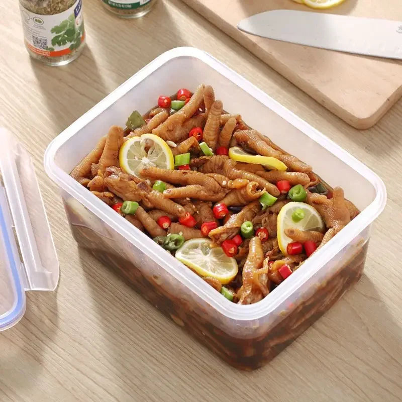 Sealed Rectangular Refrigerator Storage Box with Lid Plastic Crisper Microwave-Heated Lunch Box with Lid