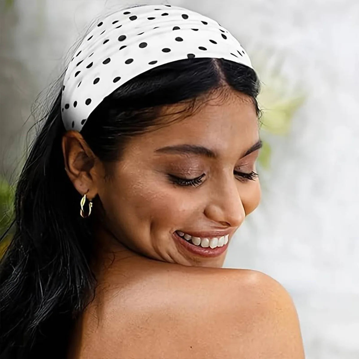 Women's yoga elastic headband with polka dots, autumn fashion makeup headband, hair accessories, sports and fitness headband