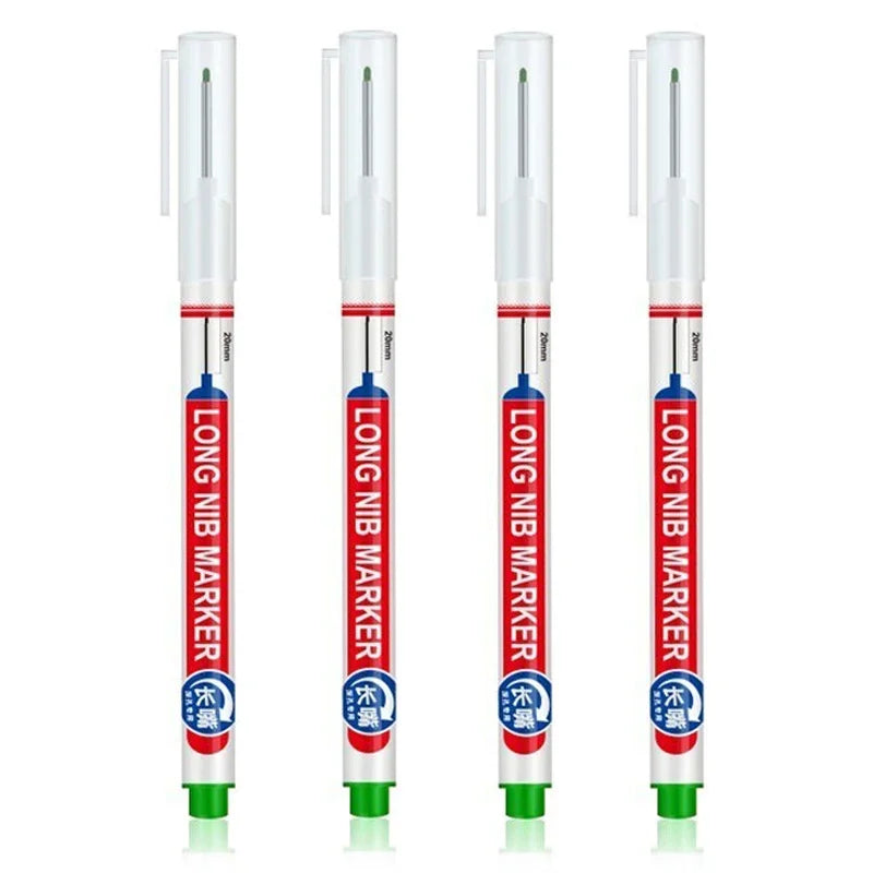 4Pcs/Set 20mm Deep Hole Long Nib Head Markers For Metal Perforating Pen Waterproof Bathroom Woodworking Decoration Multi-Purpose